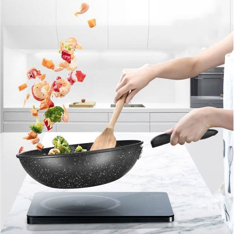 👨🍳 Olla de cocina wok, cacerola con tapa a presión para hacer cualquier alimento al vapor 🍚
